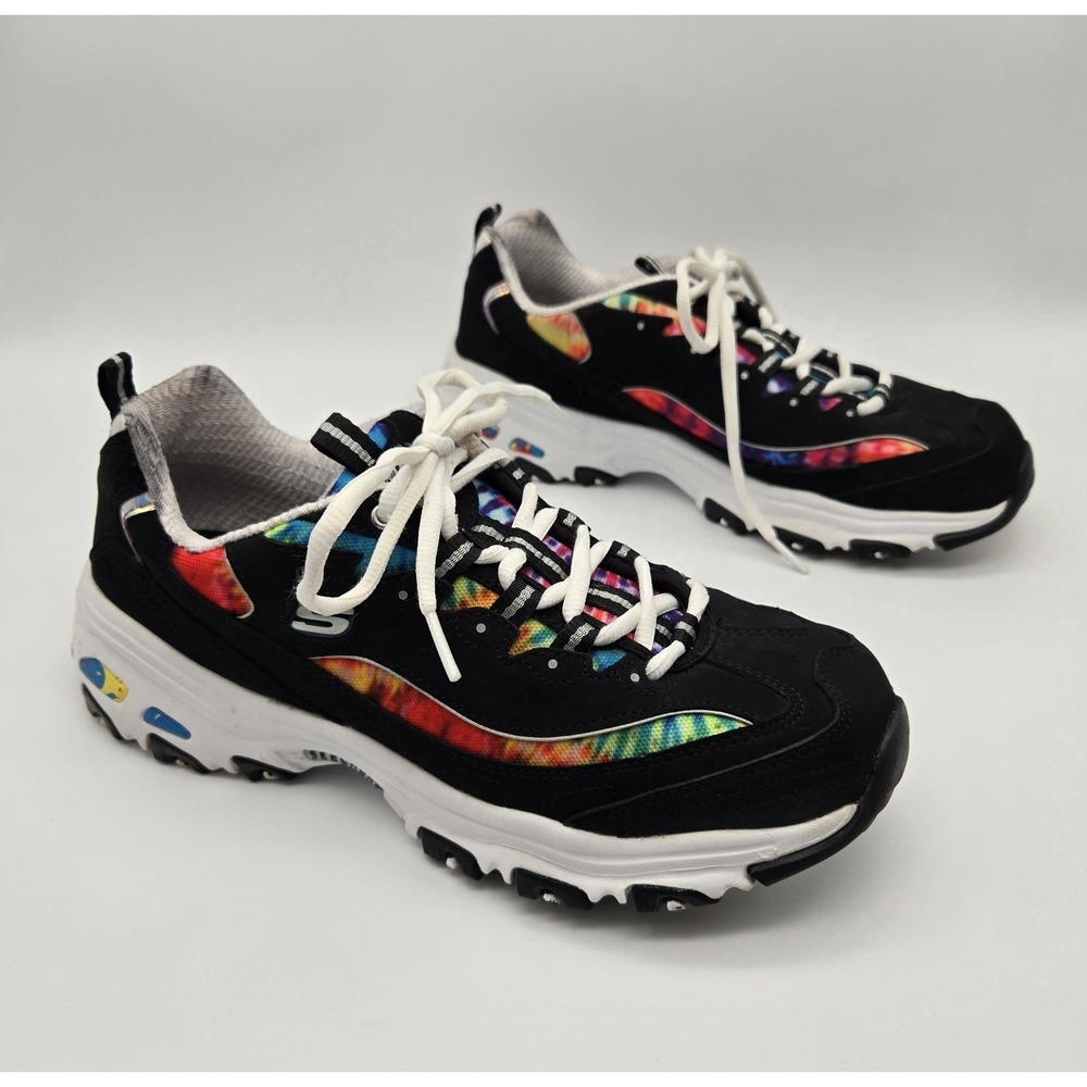 Skechers Women's D'Lites Summer Fiesta Sneakers Size 10 Black Vibrant Rainbow - Picture 2 of 12
